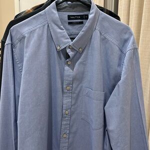 Nautical Long Sleeve Button Down Shirt, Blue Size XX - Large